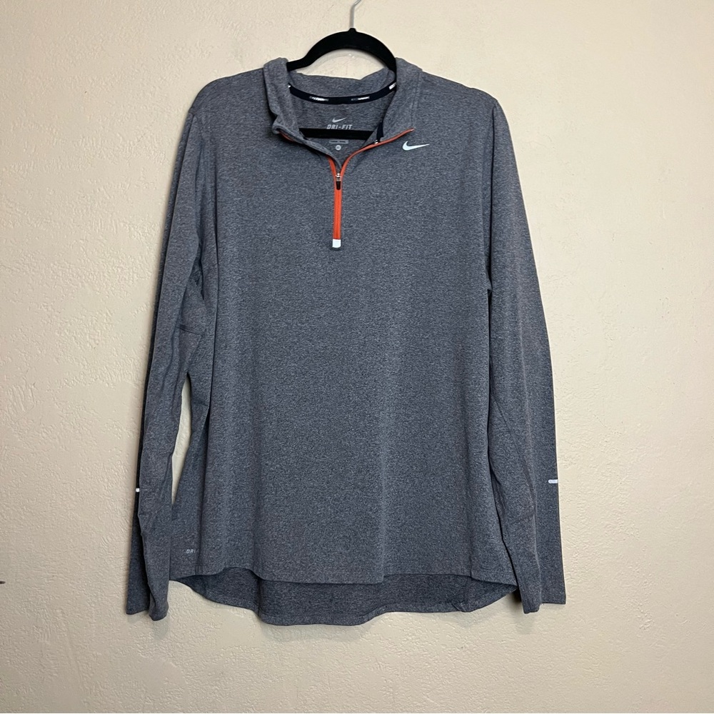 Nike Running Dri-Fit 1/4 Zip XLarge Mens‎ Pullover Heathered Gray  Long Sleeves